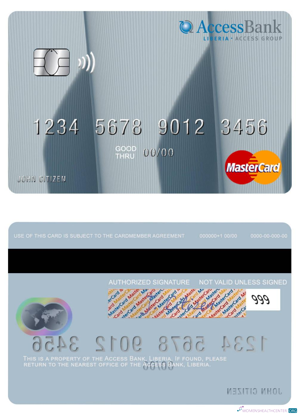 Download Liberia Access Bank mastercard Photoshop template